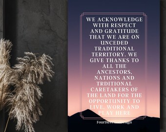 Land acknowledgment art, indigenous cultural safety art, landscape art, forest print, mountain wall art, nature print, office wall art,
