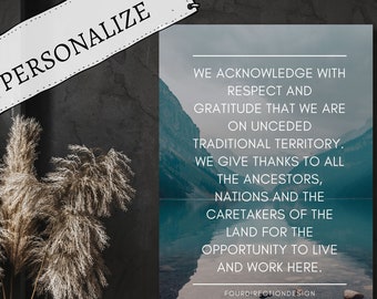 Personalized land acknowledgment, indigenous cultural safety art, Awareness for Indigenous community, Indigenous owned shop, office art