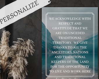 Personalized land acknowledgment, indigenous cultural safety art, Awareness for Indigenous community, Indigenous owned shop, office art