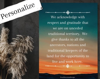 Personalized land acknowledgment art, indigenous cultural safety art, Indigenous welcome sign, Indigenous owned shop, home wall decor,