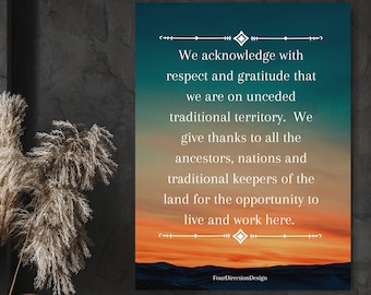 Land acknowledgment art, indigenous cultural safety art, Indigenous welcome sign, Indigenous owned shop, home wall decor, office wall art