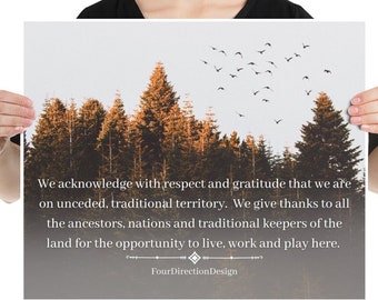 Land acknowledgment art, indigenous cultural safety art, Indigenous welcome sign, Indigenous owned shop, home wall decor, office wall art