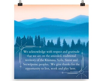 Land acknowledgment art, indigenous cultural safety art, Indigenous welcome sign, Indigenous owned shop, home wall decor, office wall art