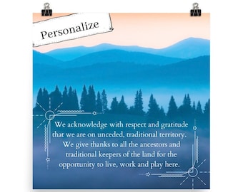 Personalized land acknowledgment art, indigenous cultural safety art, Indigenous welcome sign, Indigenous owned shop, home wall decor,