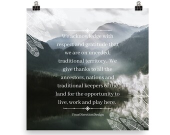 Land acknowledgment art, indigenous cultural safety art, Indigenous welcome sign, Indigenous owned shop, home wall decor, office wall art