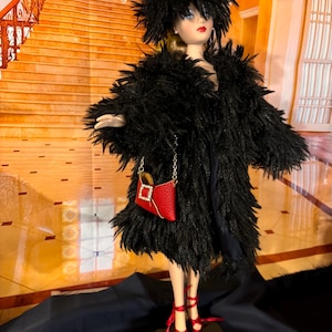 Black Shaggy Doll Coat: Fits 16-inch Tyler Wentworth & Gene Dolls