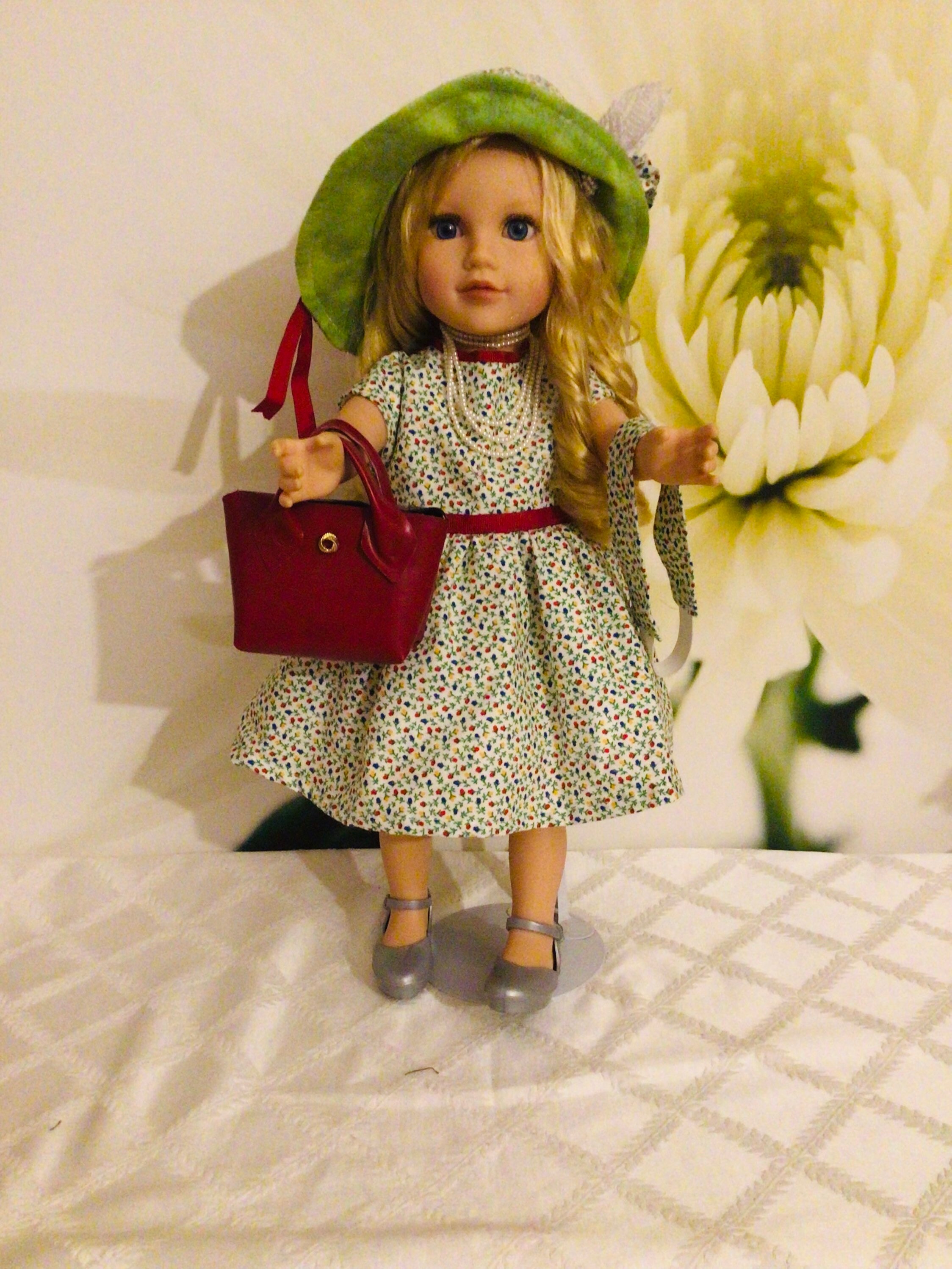 handmade to fit 18in Our Generation matching headband & knickers Dolls dress 