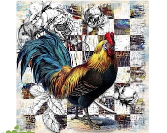 Rise And Grunge Rub-On Transfer • Magnolia Design Co. • Farmhouse • Chickens • 12" X 12”