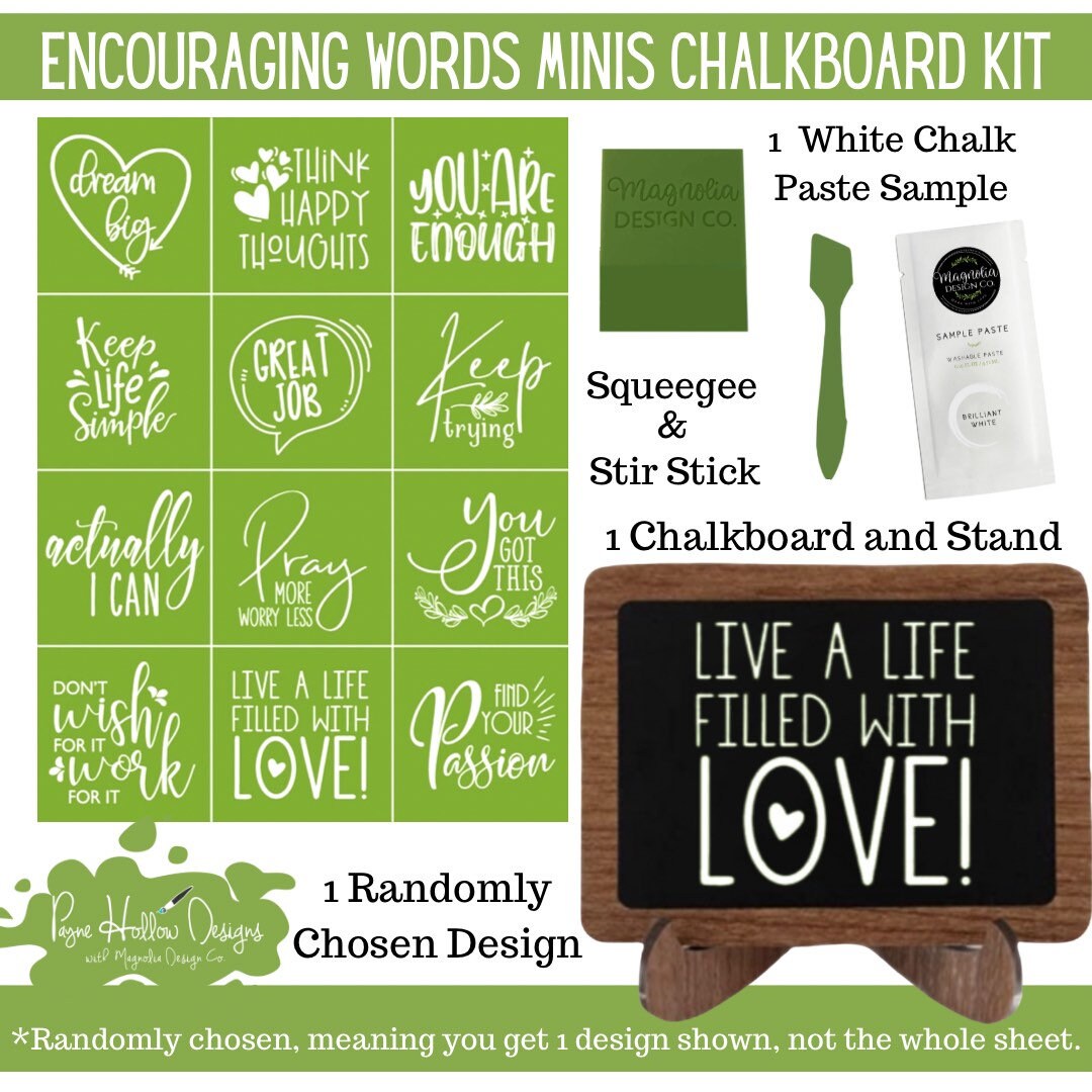 ENCOURAGING WORDS Silkscreen Stencil Kit 3x4 Mini Chalkboard - Etsy