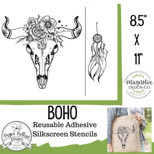 reusable silkscreen stencil boho reusable self adhesive etsy