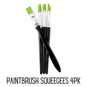 May include: Four green paintbrush squeegees with black handles.  PAINTBRUSH SQUEEGEES 4PK