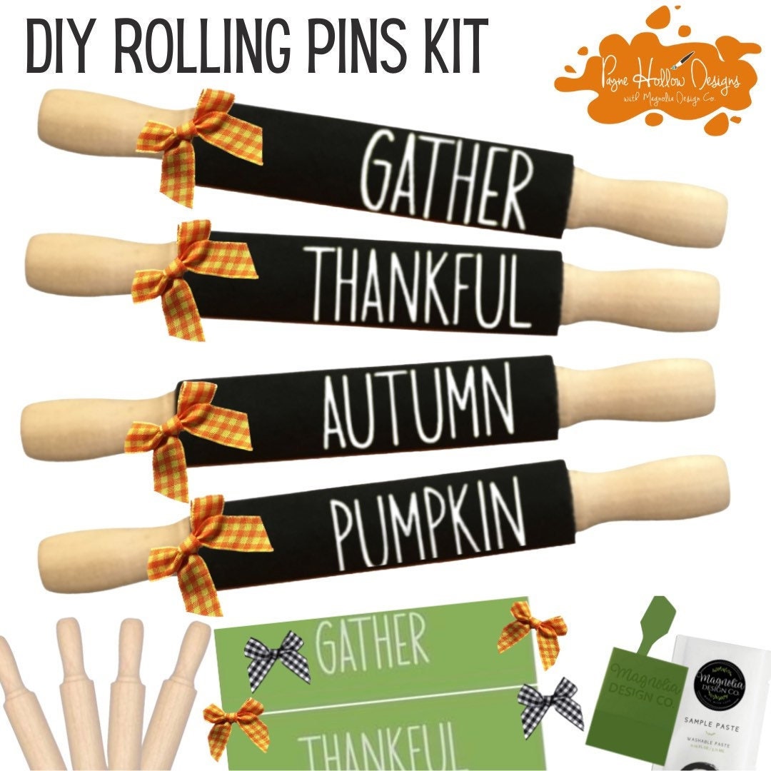 Falling Writing Pin Fall Stencil Kit • Mini Rolling Pins DIY • Set of 4 • Magnolia Try Me ...