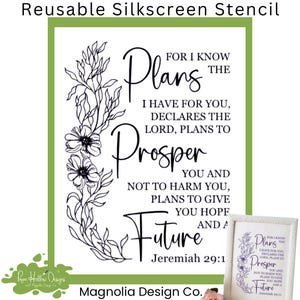 Jeremiah 29:11  Stencil • Magnolia Design Co • 8.5 X 11 • Reusable Silkscreen Stencil • DIY • Craft Supplies • Inspirational • Faith