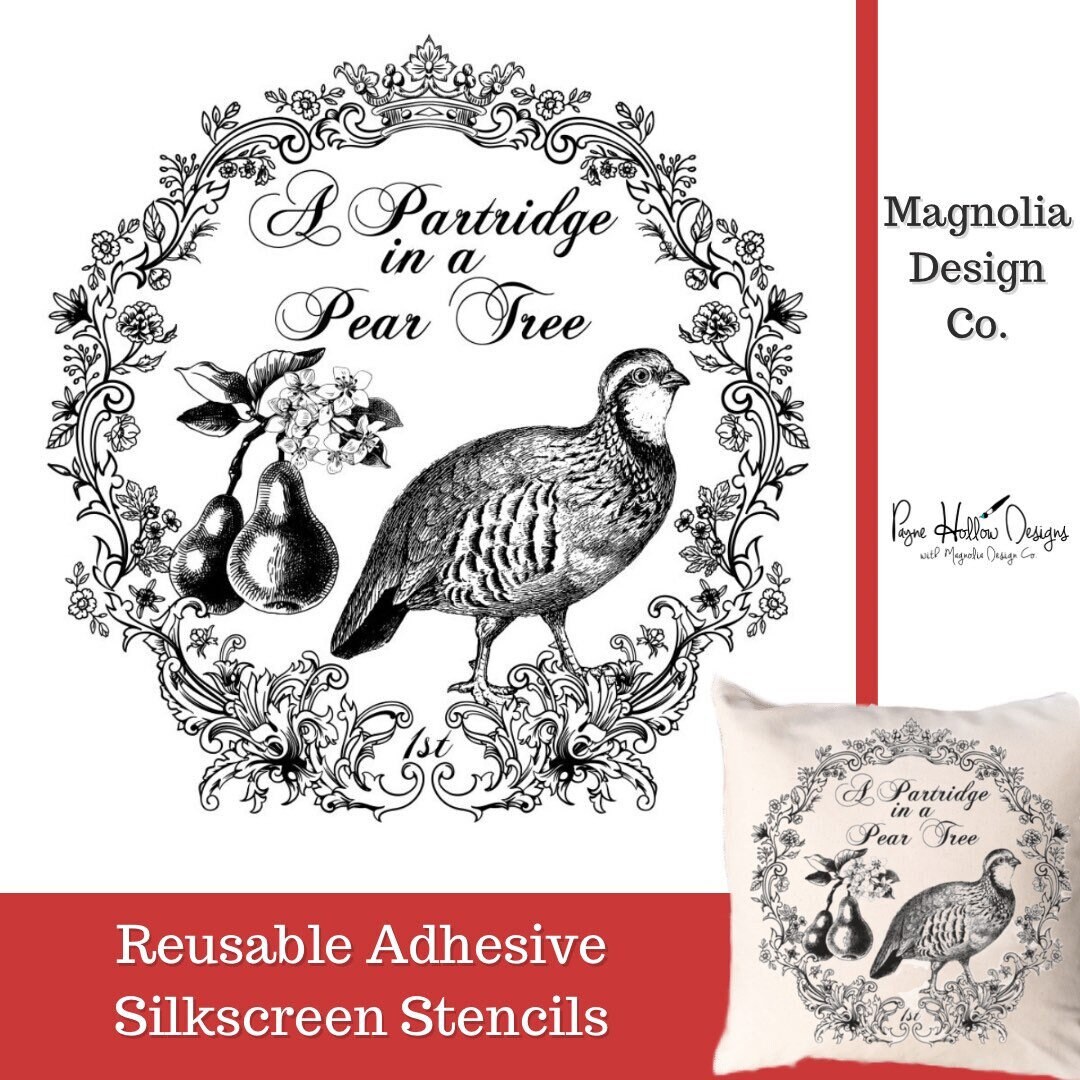 A Partridge In A Pear Tree Stencil Magnolia Design Co 15 X Etsy a-partridge-in-a-pear-tree-stencil-magnolia-design-co-15-x-etsy