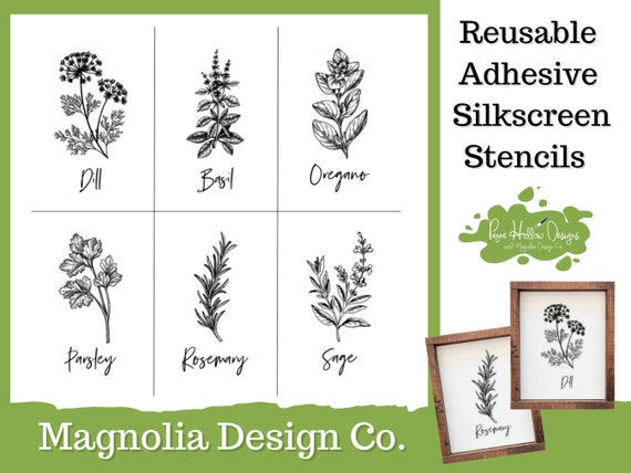 Herbs Stencil Magnolia Design Co 11 X 11 Reusable Silkscreen Stencil DIY 