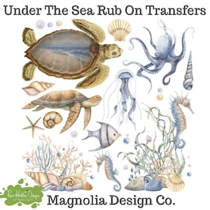 Under The Sea Transfer • By Magnolia Design Co • Rub on Transfer • 12 X 12 • Transfer For Crafts • Furniture Transfer • Beach Decor