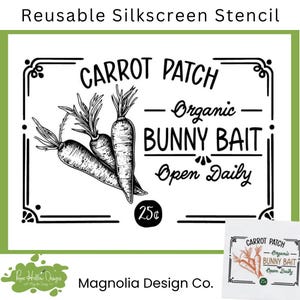 CARROT PATCH Stencil • Reusable Silkscreen Stencil • 5 X 7 Stencil • Magnolia Design Co. • Easter • Spring Decor • Craft Supplies