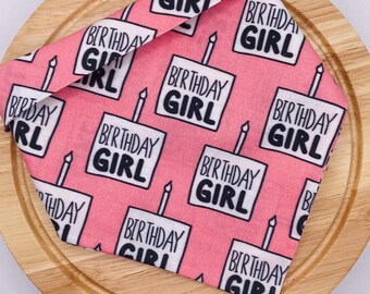 Dog Bandana, Birthday Girl Bandana, Birthday Dog Bandana, Snap On Bandana, Dog Scarf, Pet Accessories, Dog Bandana, Dog Gift, Pet Neck Wear