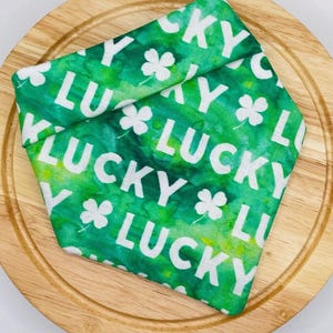 Dog Bandana, Lucky Charm Bandana, St. Patrick&#39;s Day Dog Bandana, Snap On Bandana, Dog Gift, Pet Accessories, Green Dog Bandana, Irish Dog