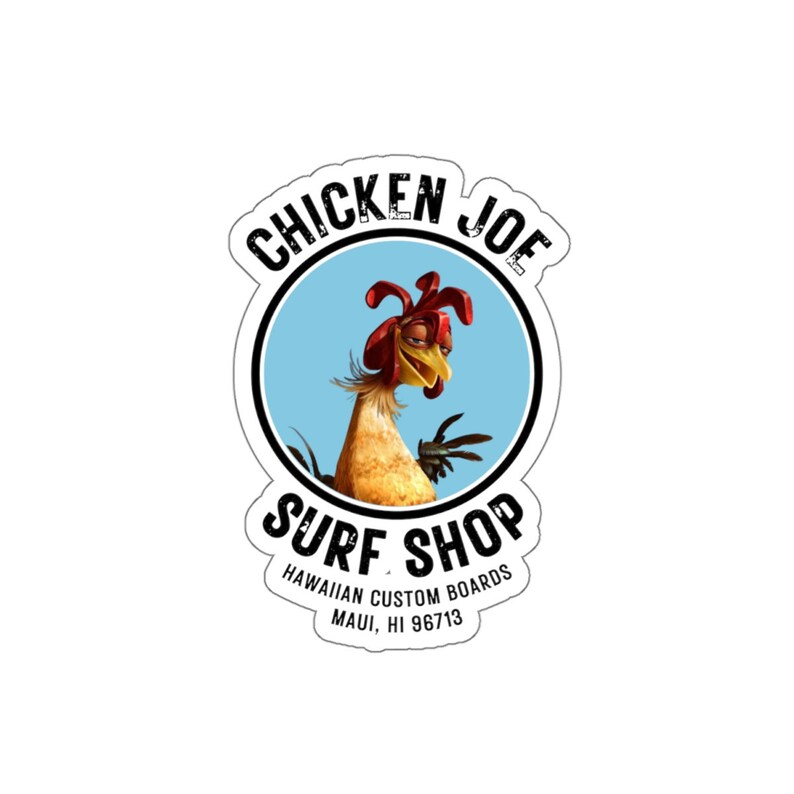 Chicken Joe Surf Shop Sticker, Surfs Up, Hawaii, Vinyl Waterproof Sticker for Laptop or Hydroflask image 1