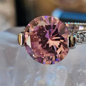 Pink and White Crystal Cocktail Ring
