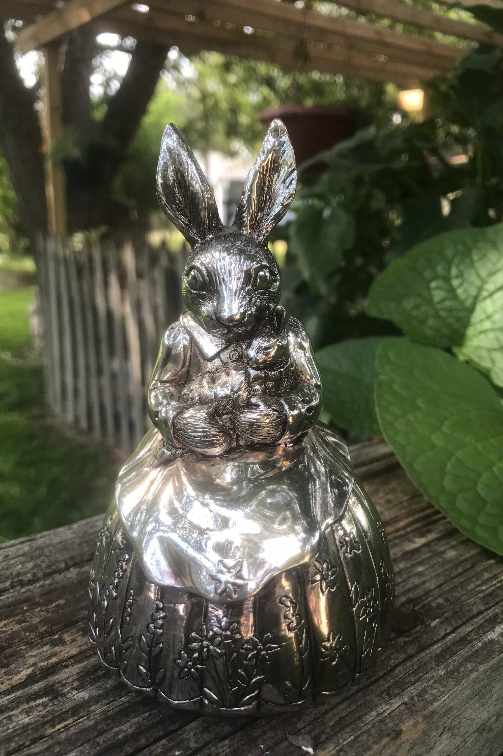 【AND A ASH】Parts Bunny Silver Bunnykins Royal Doulton Silver Plated Musical Bunny and Baby