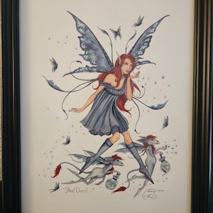 Vintage Amy Brown 8×10 Print.  1999 Pixie Dust.  Framed