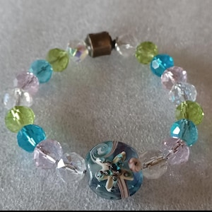 Pulsera infantil vintage de cuentas de cristal con estrella de mar