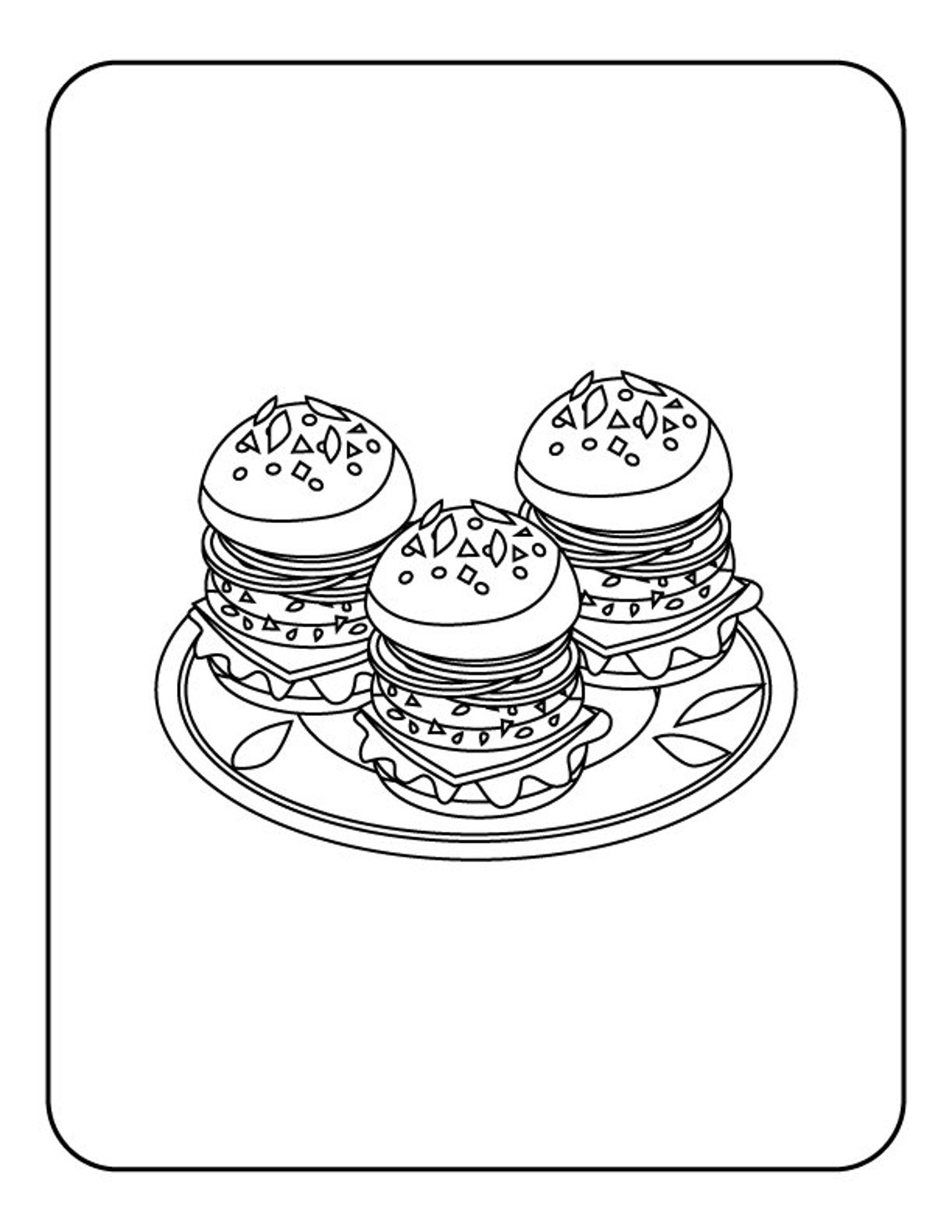 Food coloring pages pack of 20 Etsy