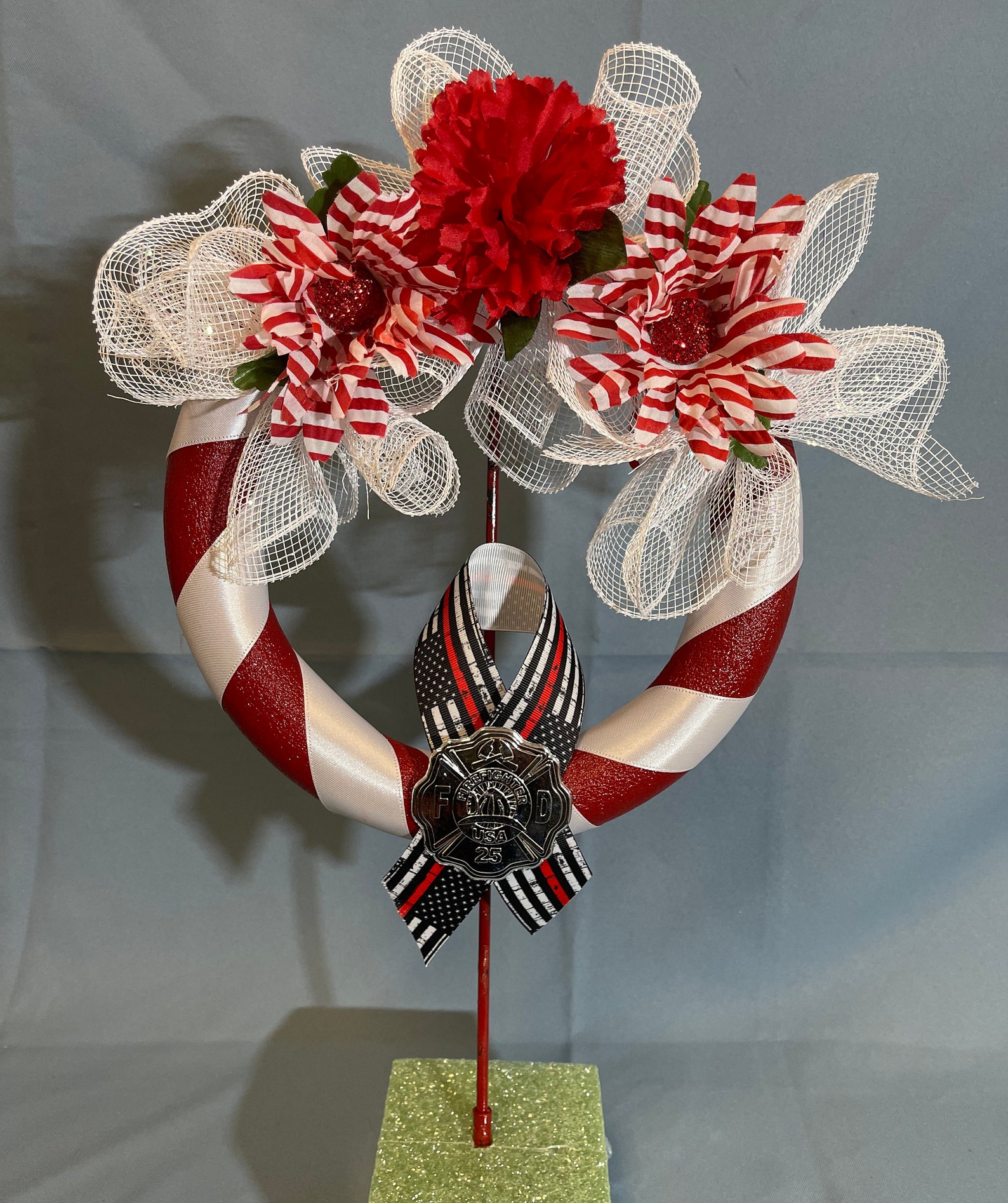 Fireman Fire Department Memorial Cemetery Wreath Funeral Etsy