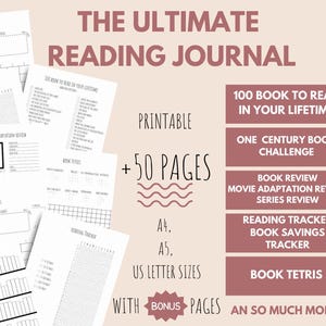 Pagina di recensione del libro, Diario di lettura in bundle, Diario di lettura stampabile, Planner stampabile, Diario di lettura, Registro di lettura, Pagina di lettura, Abitudine di lettura,