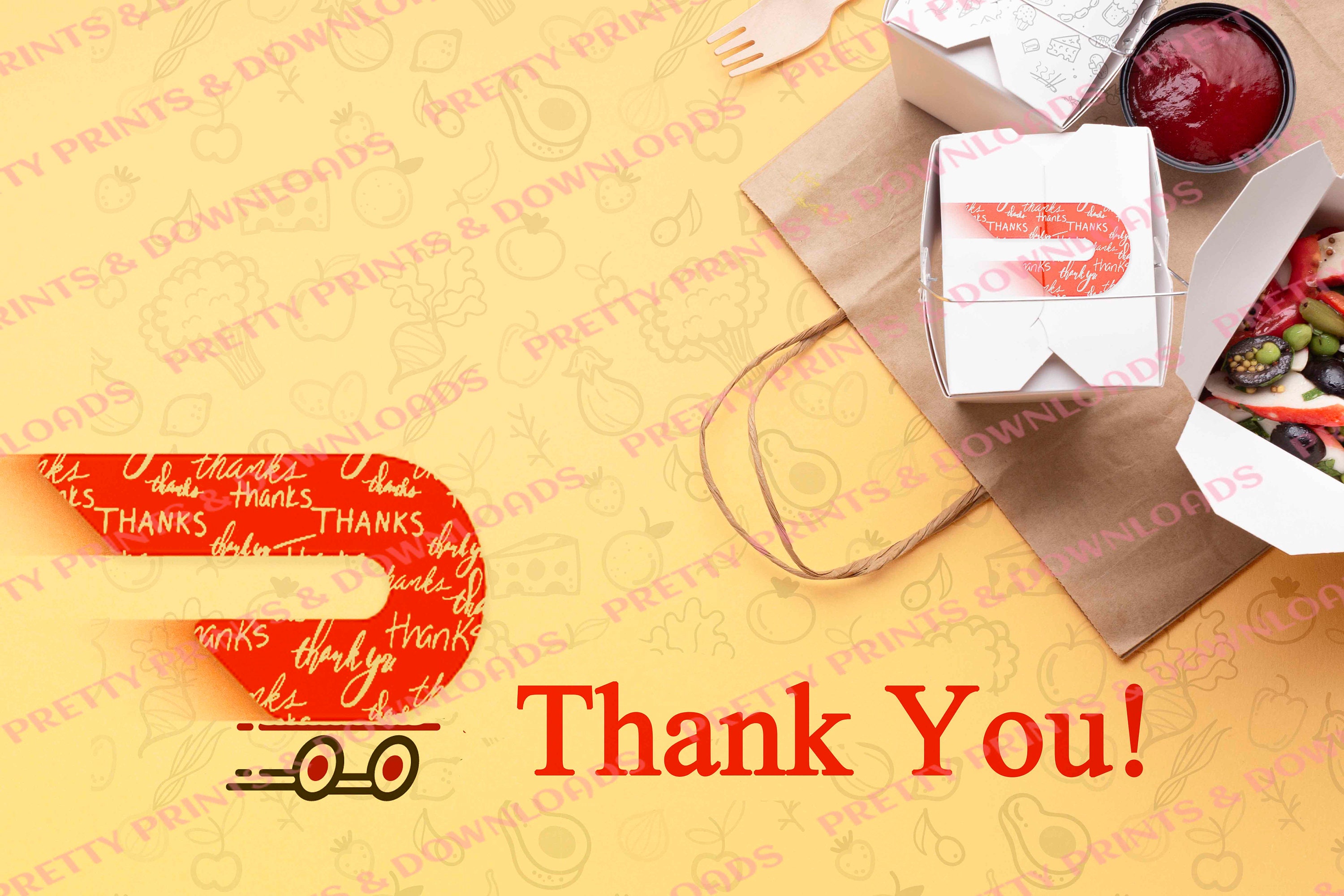 Food Delivery Thank You Card Doordash Thank You Card Print Etsy UK