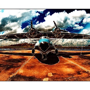 Florida Catalina Seaplane! DIGITAL DOWNLOAD Set of 4 Sizes Orange Pop Art Printable Wall Photo Military Aviation Airplane
