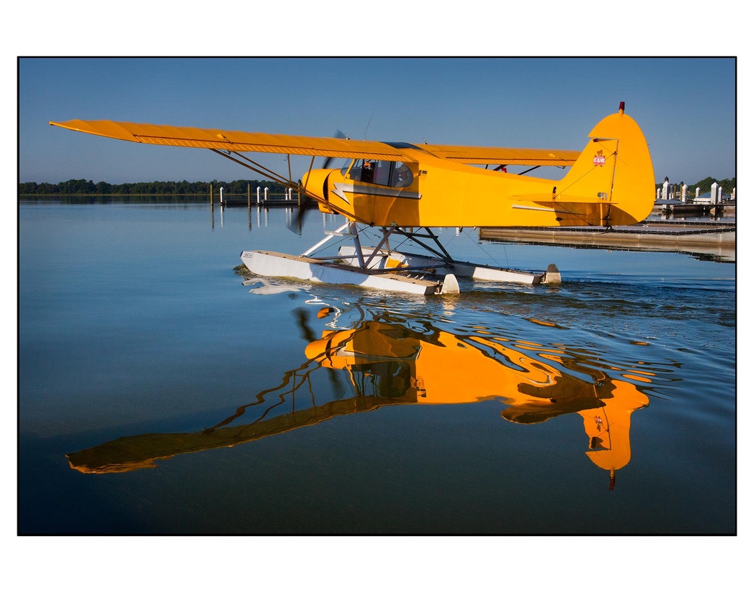 Yellow Plane Raft Yellow Seaplane With Reflection! DIGITAL DOWNLOAD 11x14 Printable Photo ...