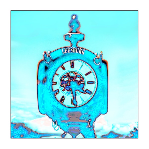 Leesburg Florida City Clock No. 2 DIGITAL DOWNLOAD 14x14 Lake County Wall Pop Art Printable Color Photo Victorian