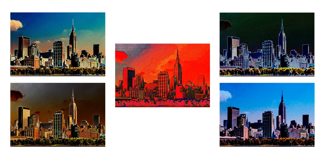 NYC Midtown Manhattan Pop Art DIGITAL DOWNLOAD Set of 5 11x14 Wall Art ...