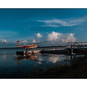 Seaplane At Sunset! DIGITAL DOWNLOAD 11x14 Printable Photo Tavares Florida Lake County Wall Art Aviation Airplane Piper