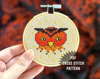 Halloween Owl Mini Cross Stitch Pattern, PDF Instant Download