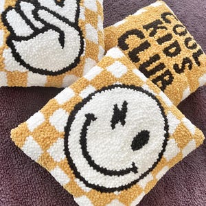 Peace Sign Checkered Pillow – Playful Kids Room Decor image 12