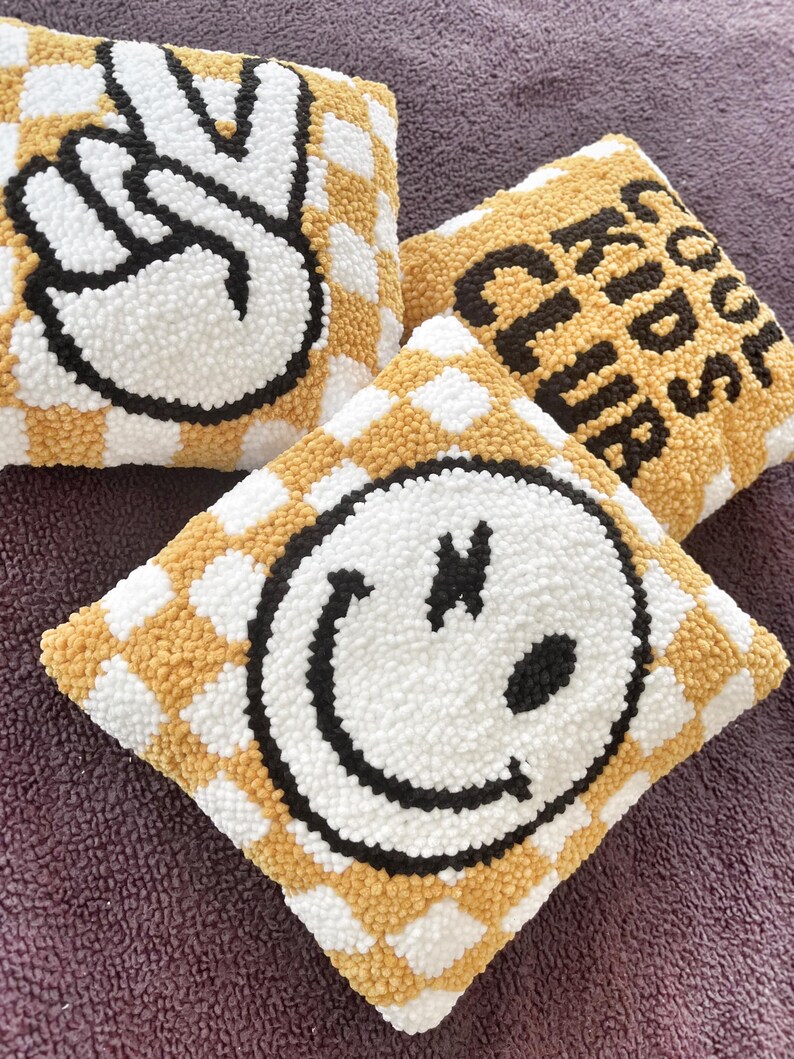 Peace Sign Checkered Pillow – Playful Kids Room Decor image 12