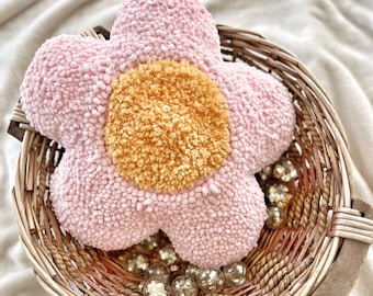 Daisy Pillow – Boho Nursery Decor Flower Cushion