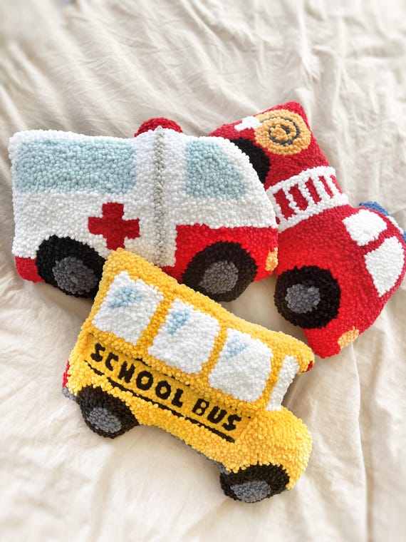 Emergency Vehicle Pillow – Ambulance Fire Truck School Bus Police Car