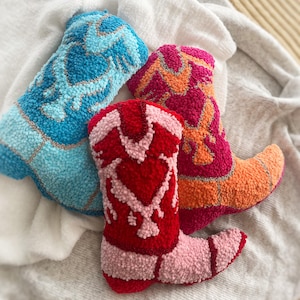 Handcrafted Cowgirl Boot Pillow: Vibrant Western Home Decor