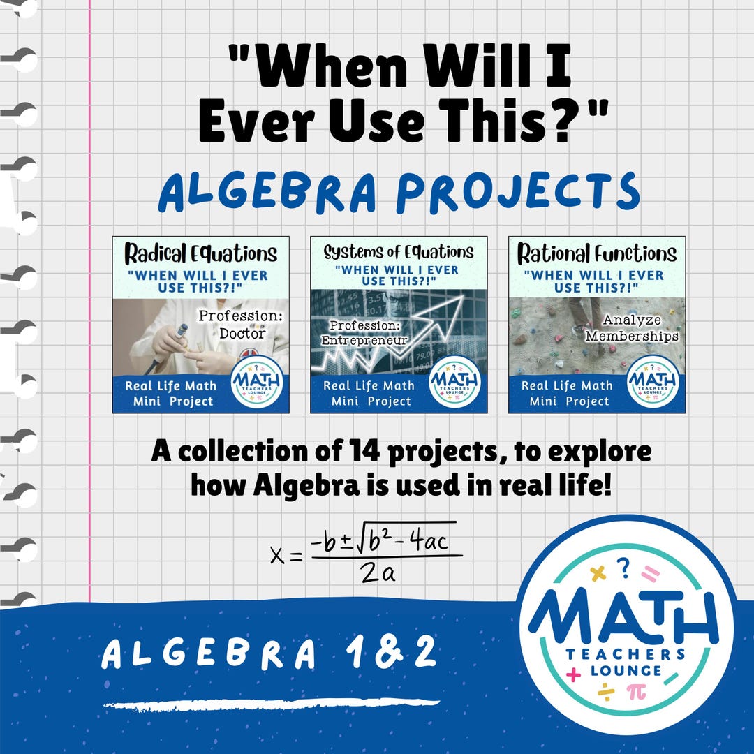 Alegbra Math Project Real Life Math for High School