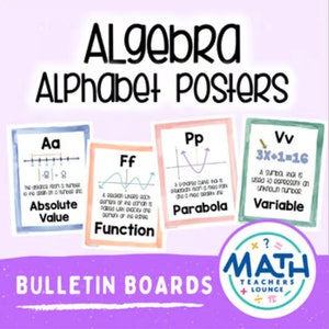 Algebra Alphabet Posters - Math Classroom Bulletin Board