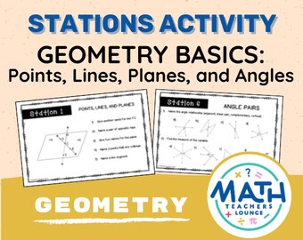 Geometry Basics: Points Lines and Planes - Stations Activity