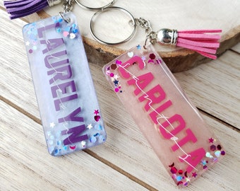 Colorful Name Keychain | Custom Acrylic Resin Identification Tag, a Perfect Accessory for your Backpack, Purse, Diaper Bag