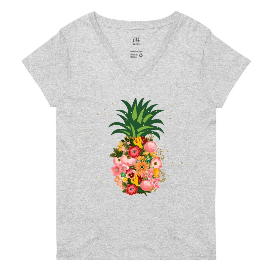 Summer pineapple shirt flowers tee flowers with pineapple Etsy