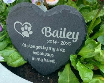 Memorial Plaque For Pet Dog - Personalised Dogs Grave Stone Personalized Heart Slate Marker