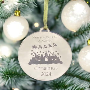 Personalised Christmas Bauble, 2024 Family Keepsake Gift, Christmas Ornament, Christmas Decoration, Silver,
